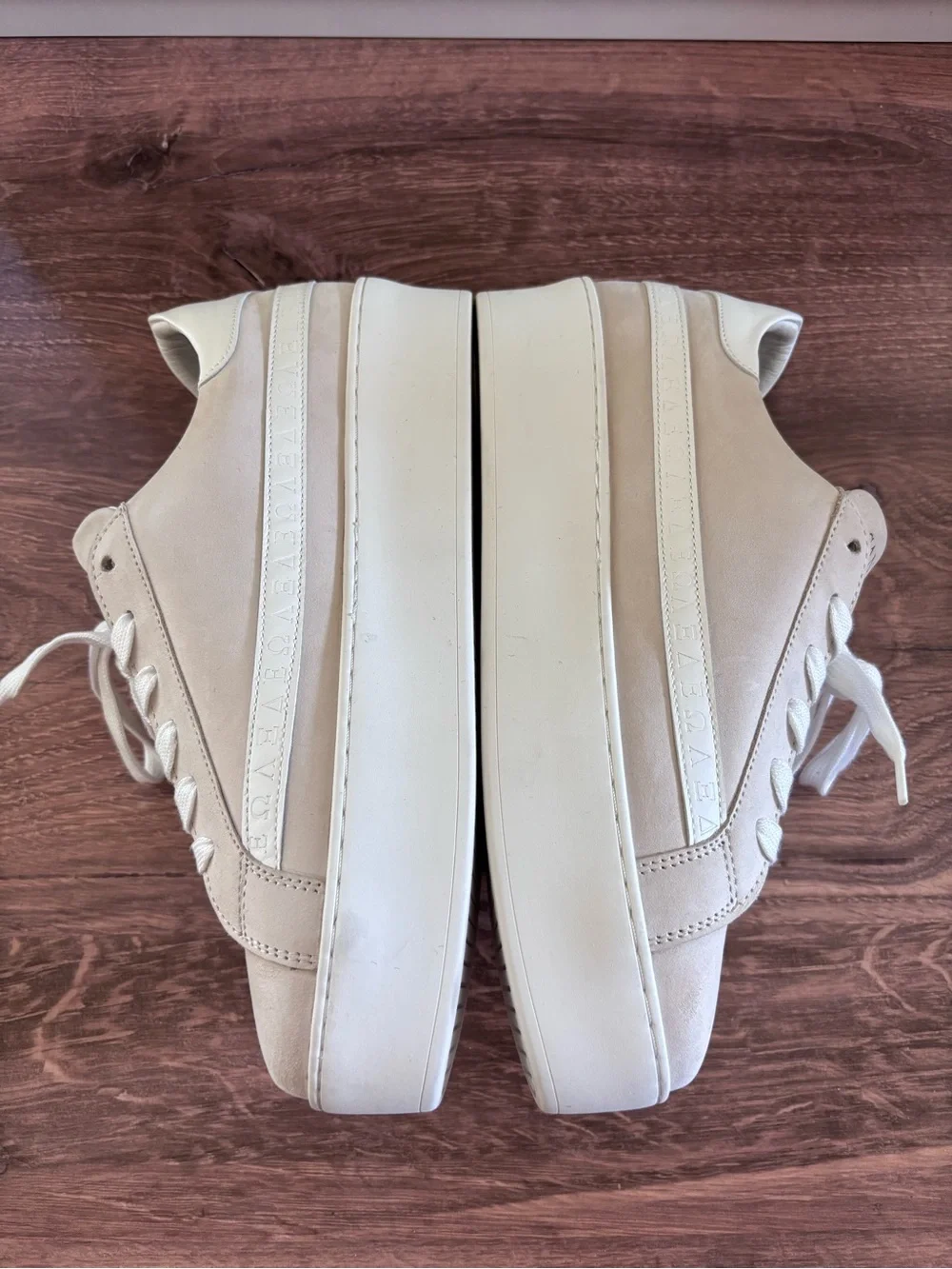 Sans Matin Gaia Platform Sneakers Taupe Nubuck Leather & White Leather Platform